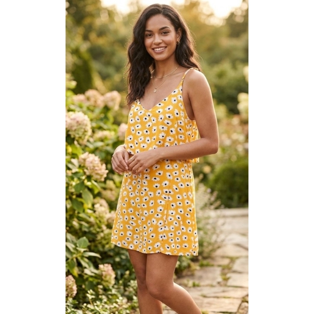 Floral Overlay dress Golden Yellow Size XL